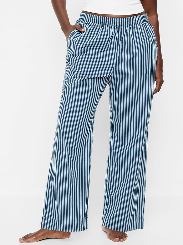High-Waisted Poplin Pajama Pant