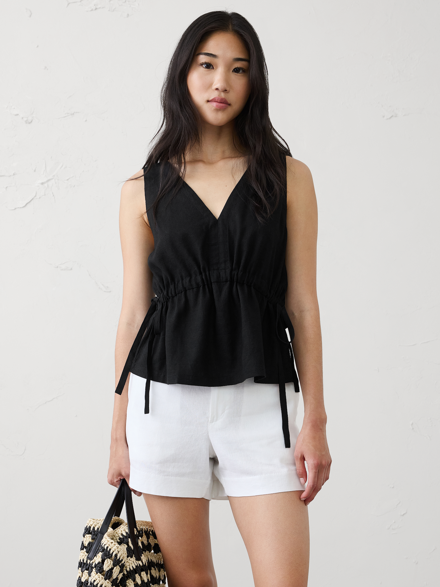 Image number 1 showing, Linen-Blend Side-Ties Top