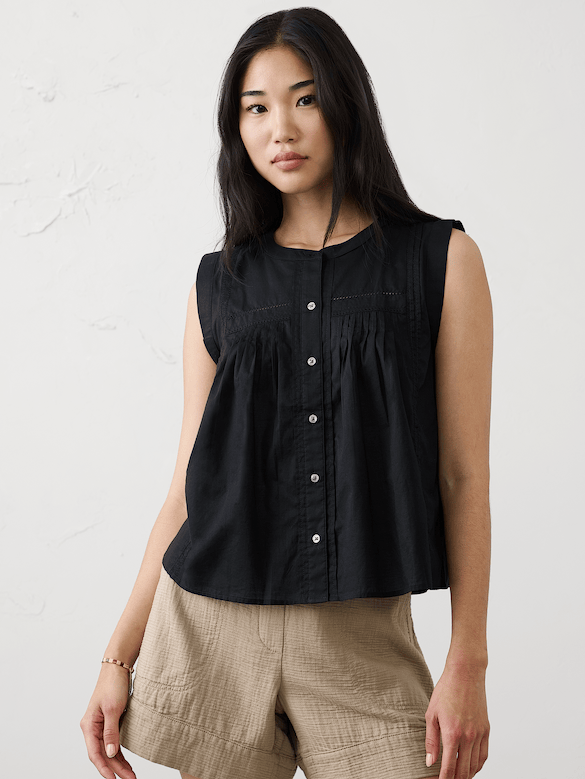Picot High-Neck Top