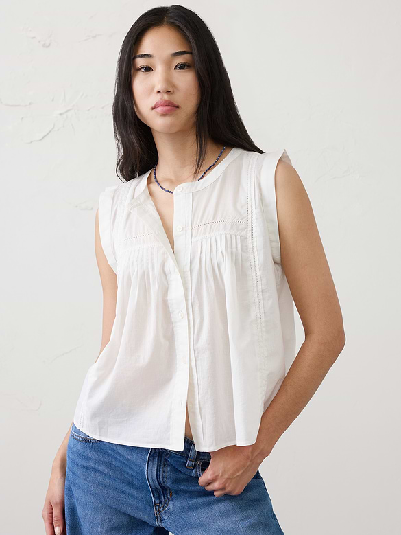 Picot High-Neck Top