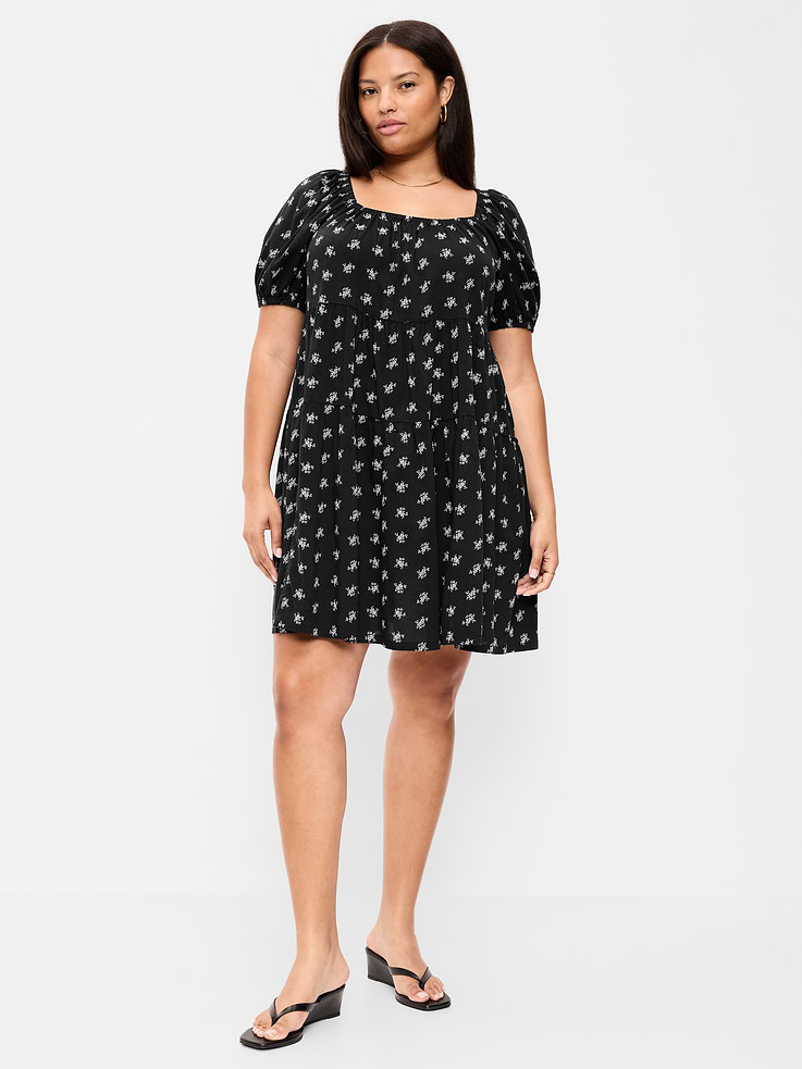 Image number 8 showing, Puff-Sleeve Smocked Mini Swing Dress