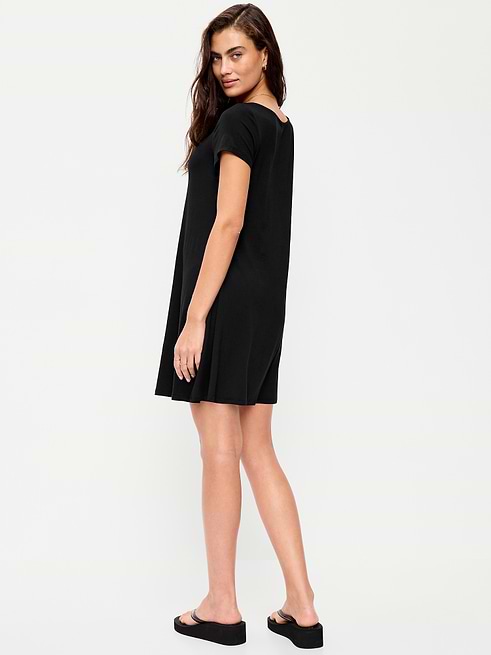 Old Navy Women's Short-Sleeve Mini Swing Dress - Black