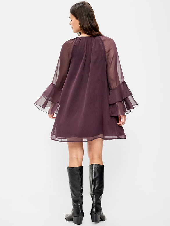 Bell-Sleeve Boho Mini Dress