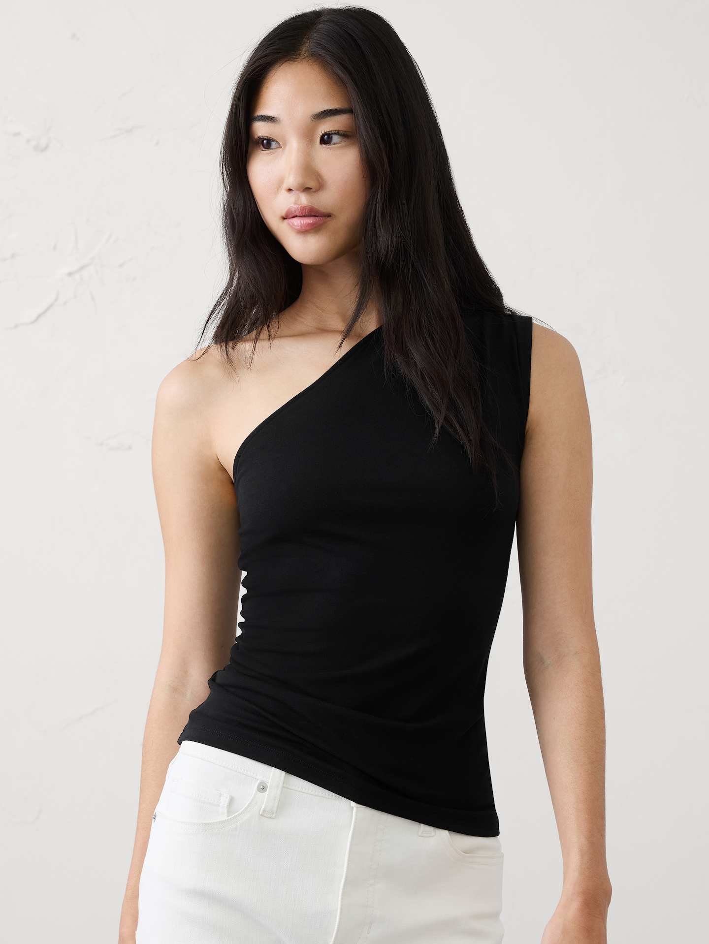 Image number 1 showing, Soft Knit One-Shoulder Top