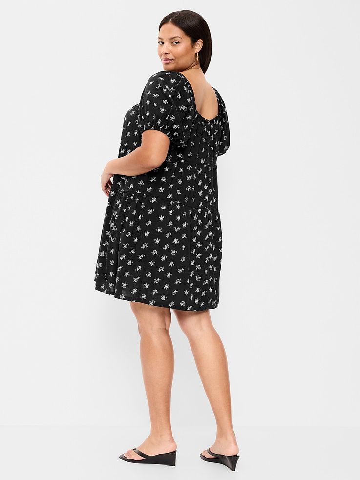Image number 9 showing, Puff-Sleeve Smocked Mini Swing Dress