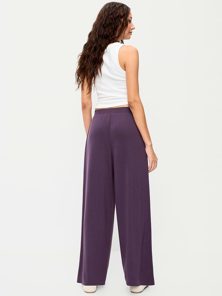 Image number 3 showing, High-Waisted Bounce Lite Drapey Wide-Leg Pleated Pants
