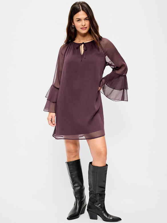 Bell-Sleeve Boho Mini Dress