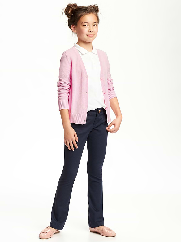 Pantalons d'uniforme extensible en sergé pour fille