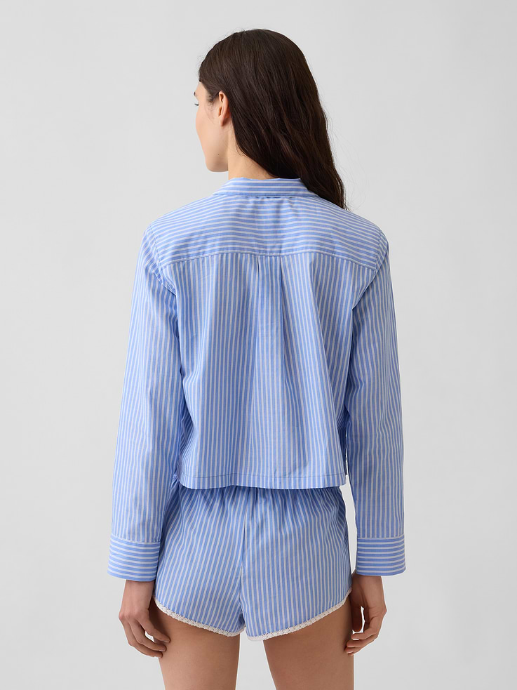Image number 3 showing, Poplin Oversized Crop PJ Shirt