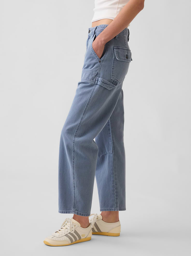 Image number 3 showing, Mid Rise Barrel Utility Ankle Pants