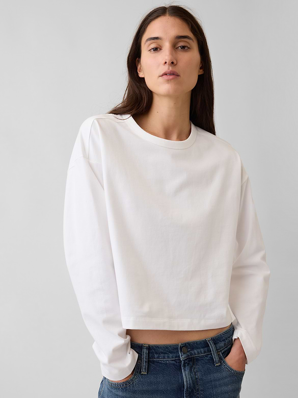 Knit Oversized Crop T-Shirt