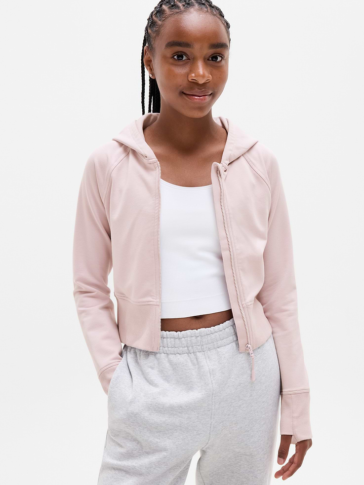 Image number 1 showing, Athleta Girl All Day Full Zip Shrunken Hoodie