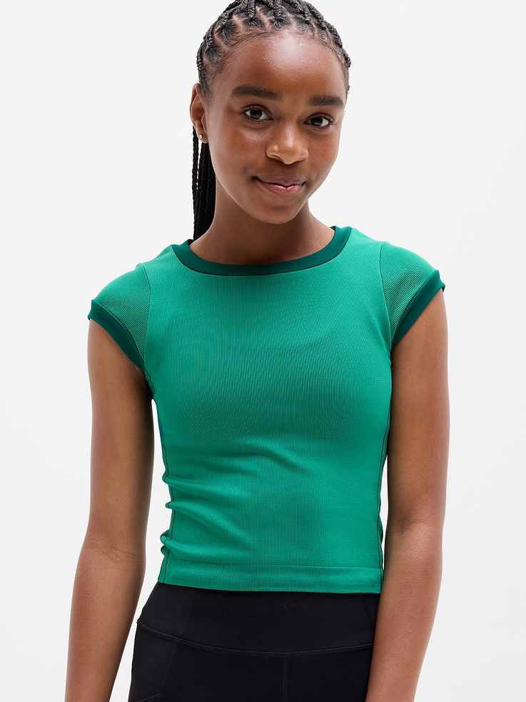 Image number 1 showing, Athleta Girl Rise Above Rib Finish Line Tee