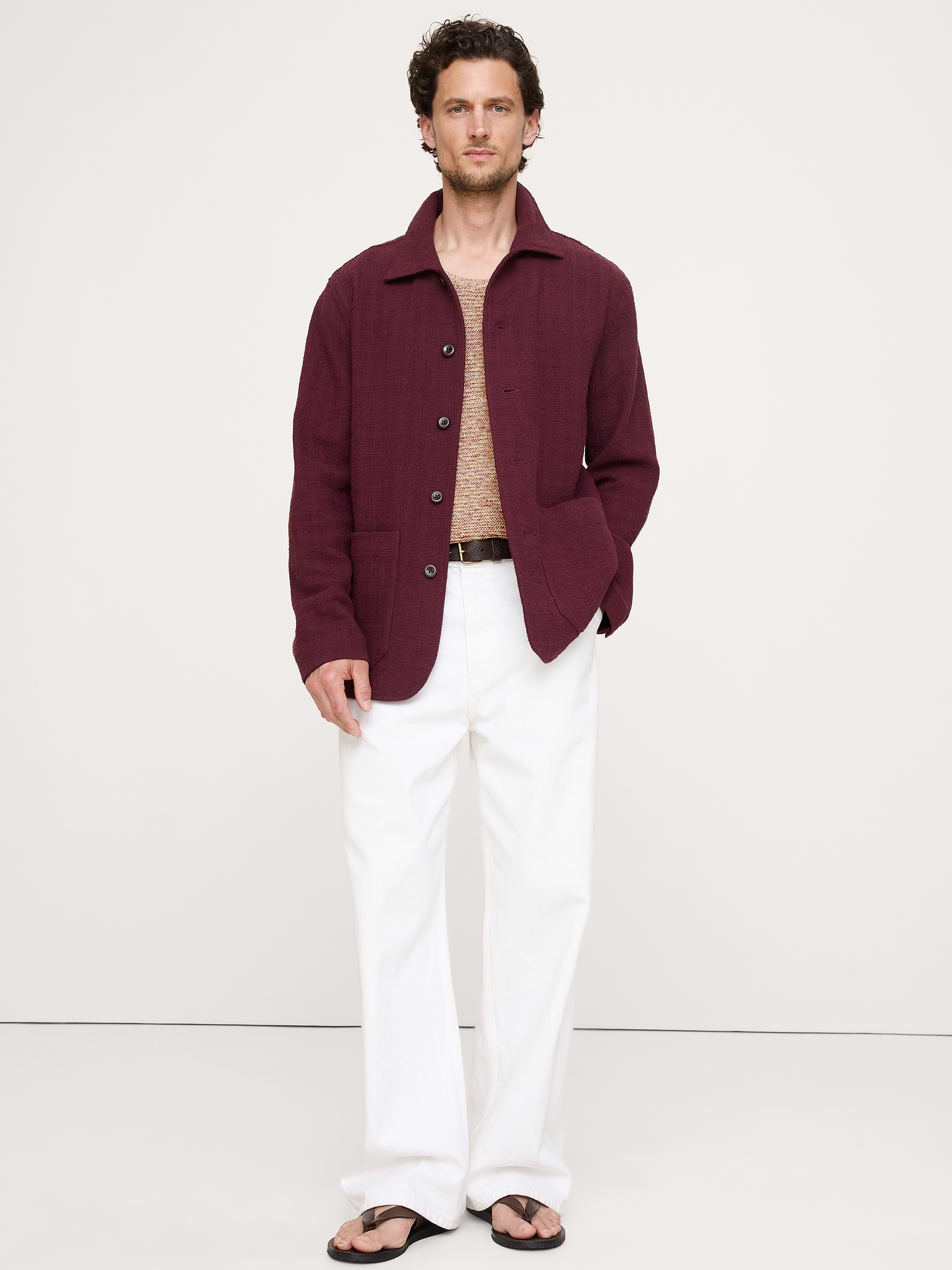L'image numéro 4 présente Veste-chemise en tissu à effet natté