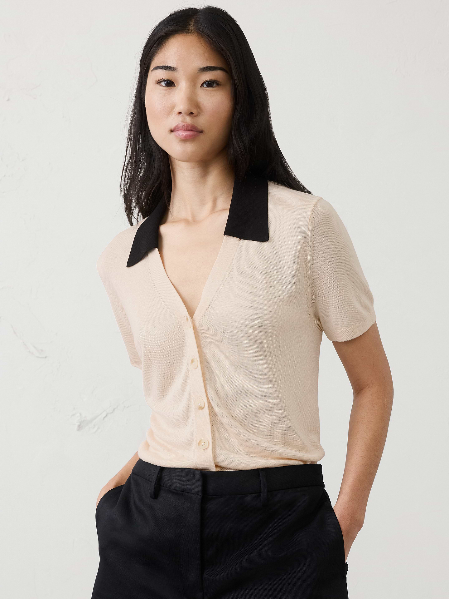 Image number 1 showing, Button-Down V-Neck Sweater Polo