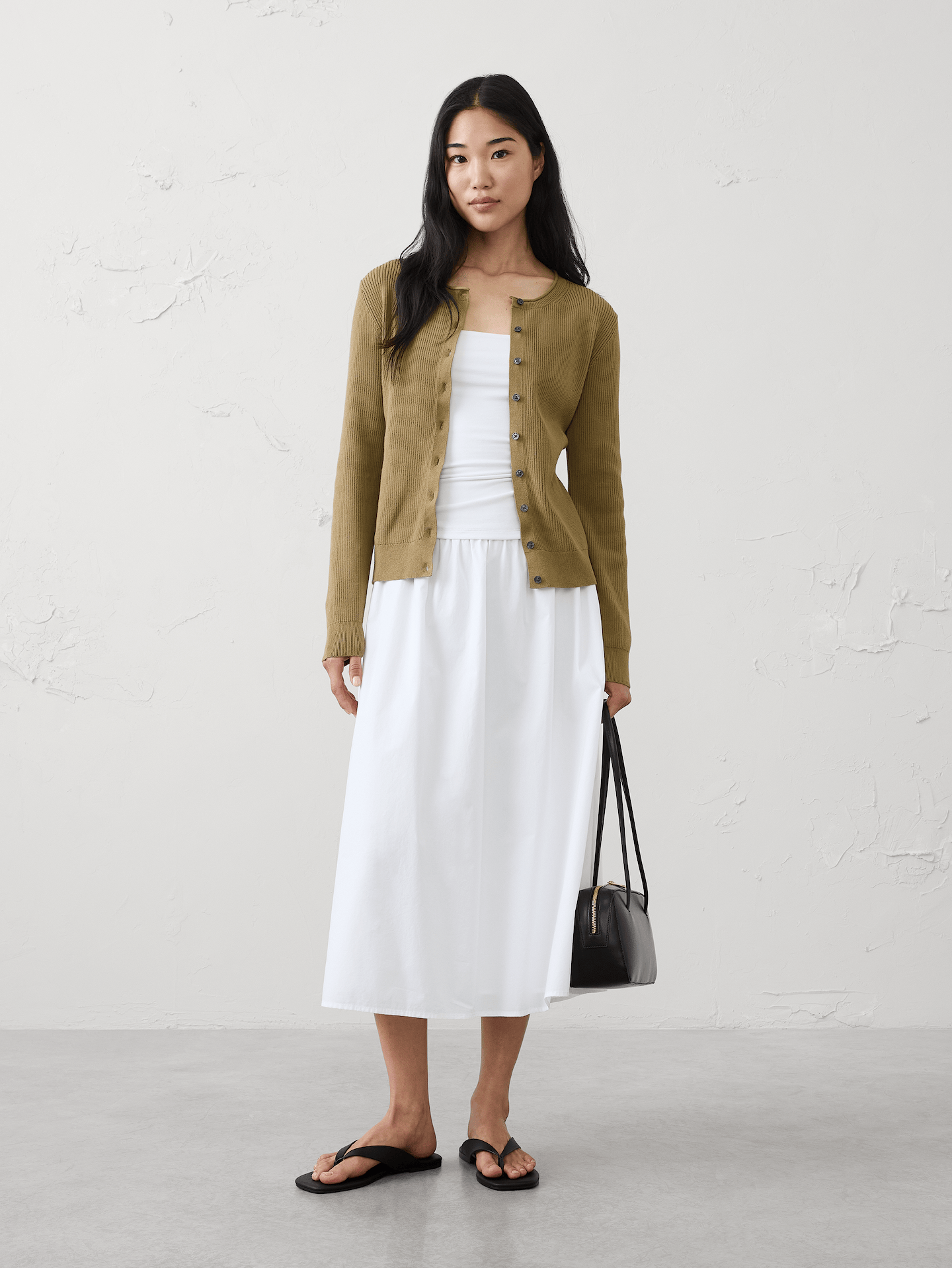 Image number 1 showing, Cotton Ribbed Cardigan Sweater