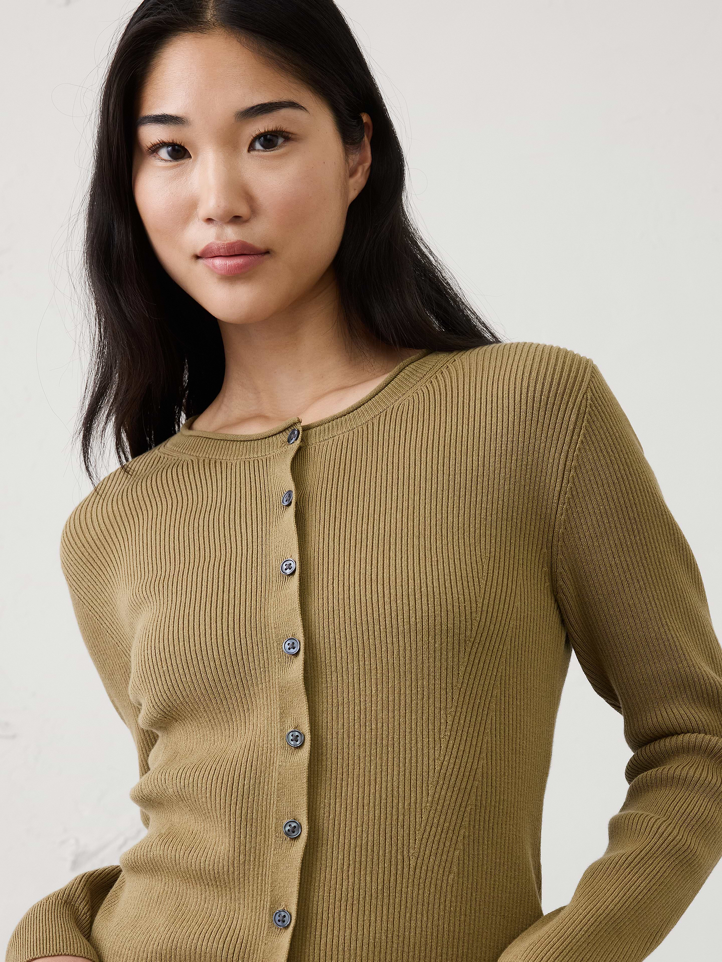 Image number 3 showing, Cotton Ribbed Cardigan Sweater