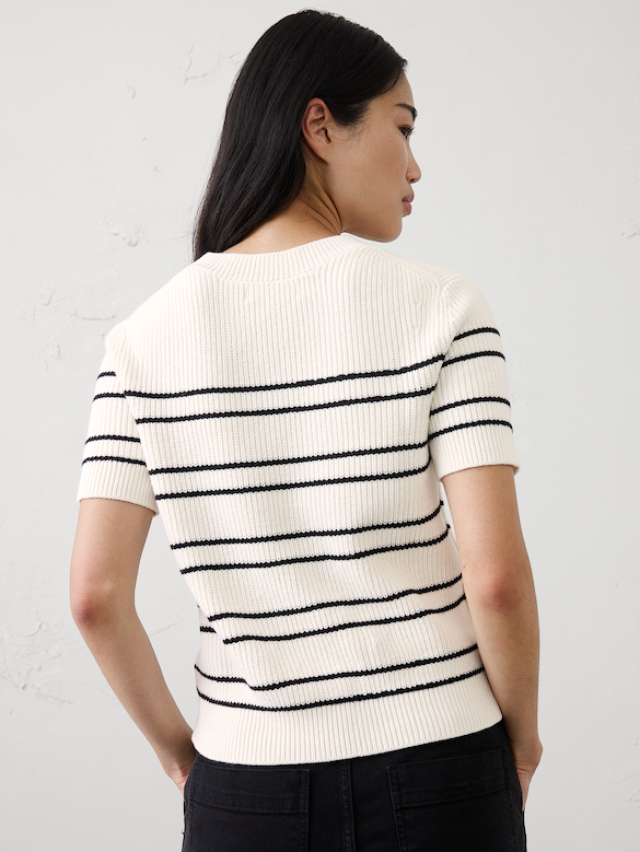 Cotton Striped Ribbed Textured Sweater