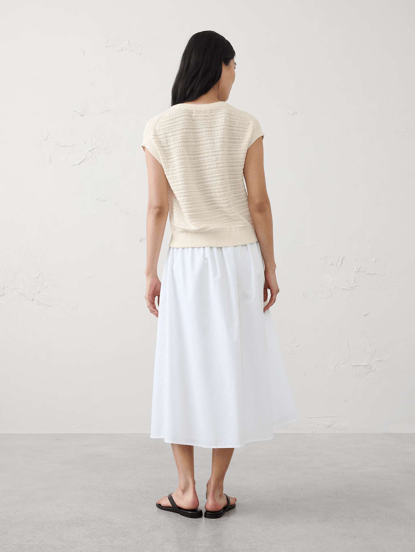 Image number 5 showing, Cotton Striped Textured Cap-Sleeve Sweater
