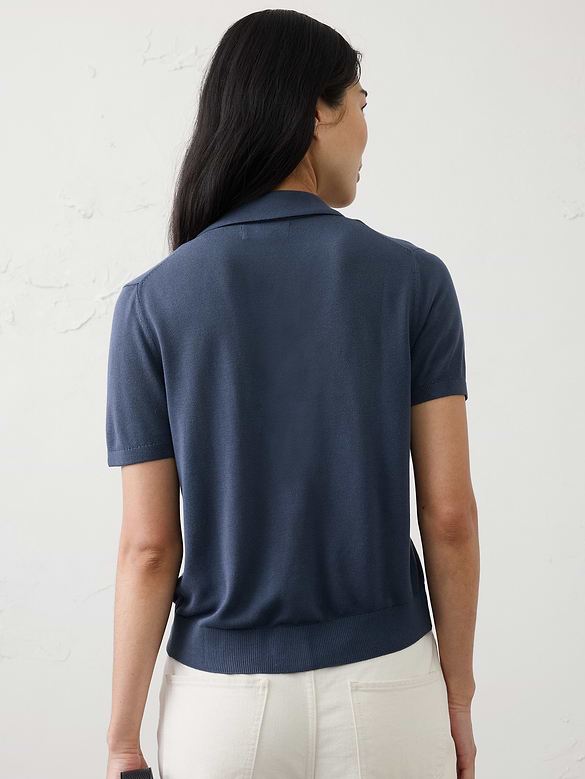 Button-Down V-Neck Sweater Polo