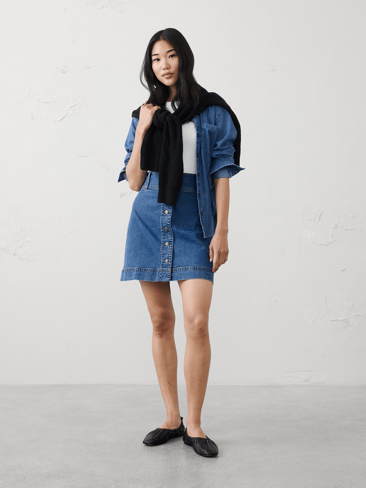 Image number 1 showing, Denim Button-Down Mini Skirt