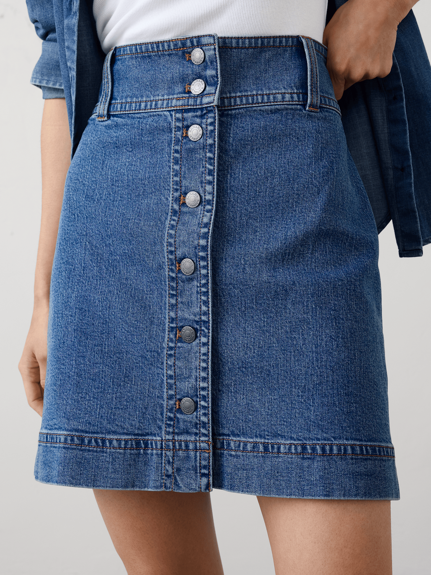 Image number 3 showing, Denim Button-Down Mini Skirt