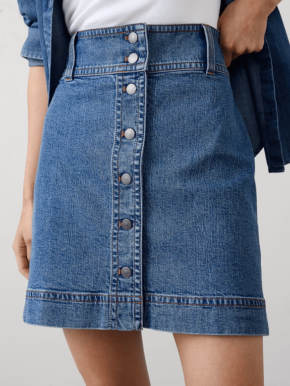 Denim Button-Down Mini Skirt