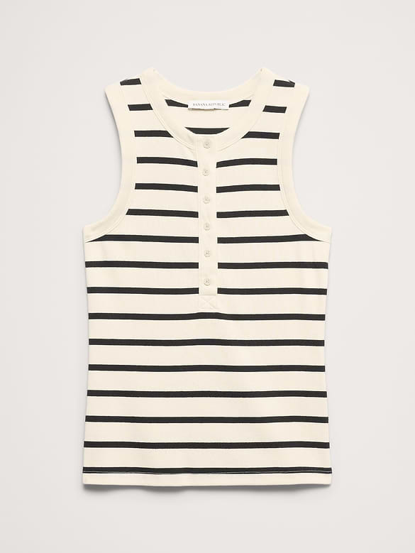 Ribbed Henley Tank