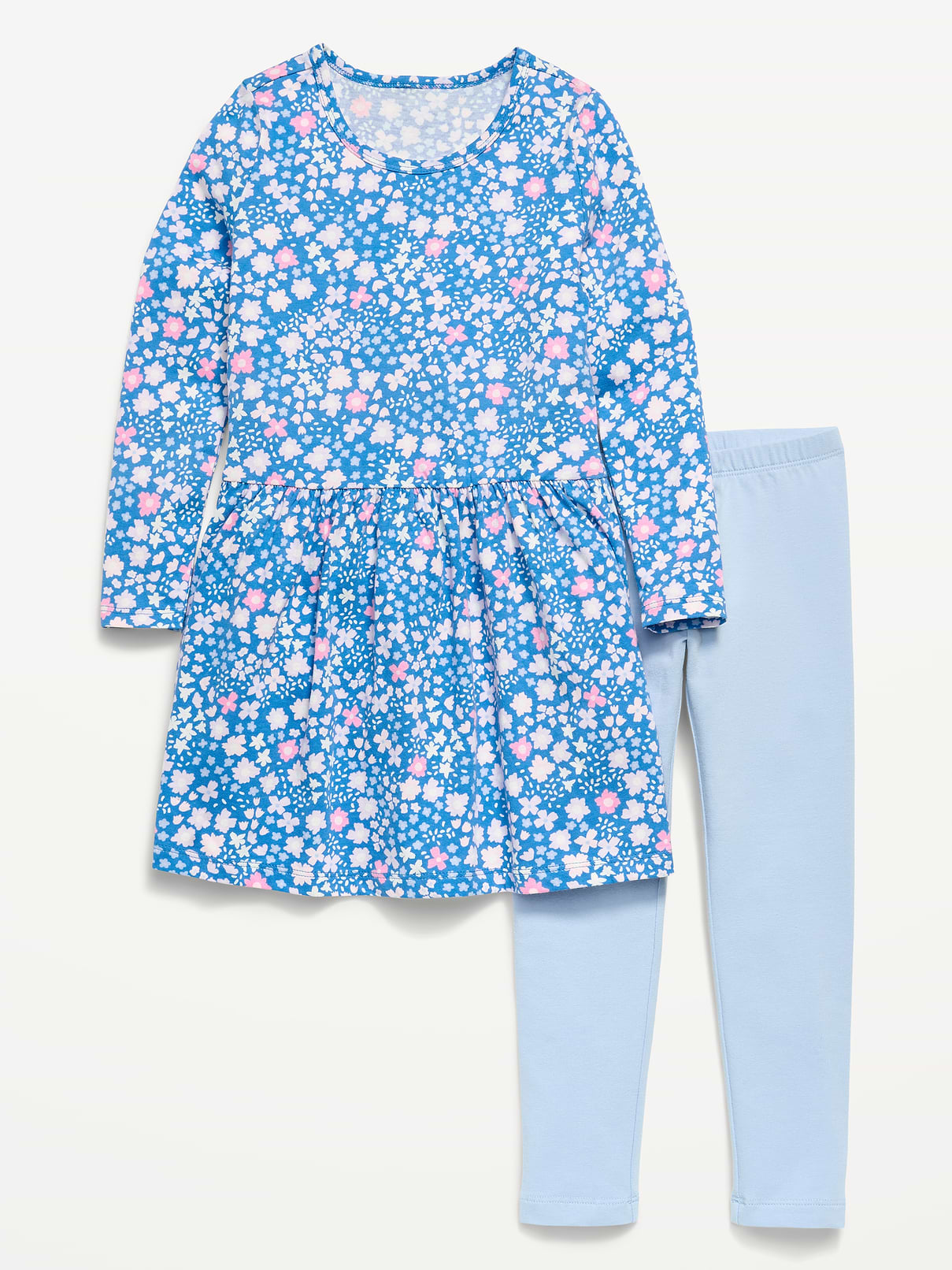 L'image numéro 1 présente Ensemble avec robe à manches longues et legging à motif pour toute-petite