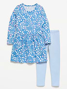 L'image numéro 1 présente Ensemble avec robe à manches longues et legging à motif pour toute-petite