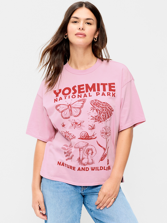 Yosemite National Park Crew-Neck Oversized T-Shirt