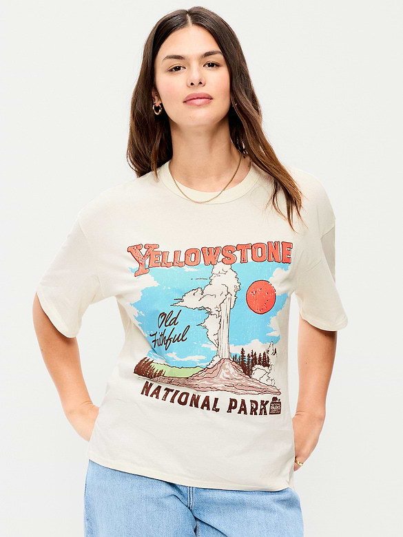 Yellowstone National Park Crew-Neck Oversized T-Shirt