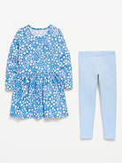 L'image numéro 2 présente Ensemble avec robe à manches longues et legging à motif pour toute-petite