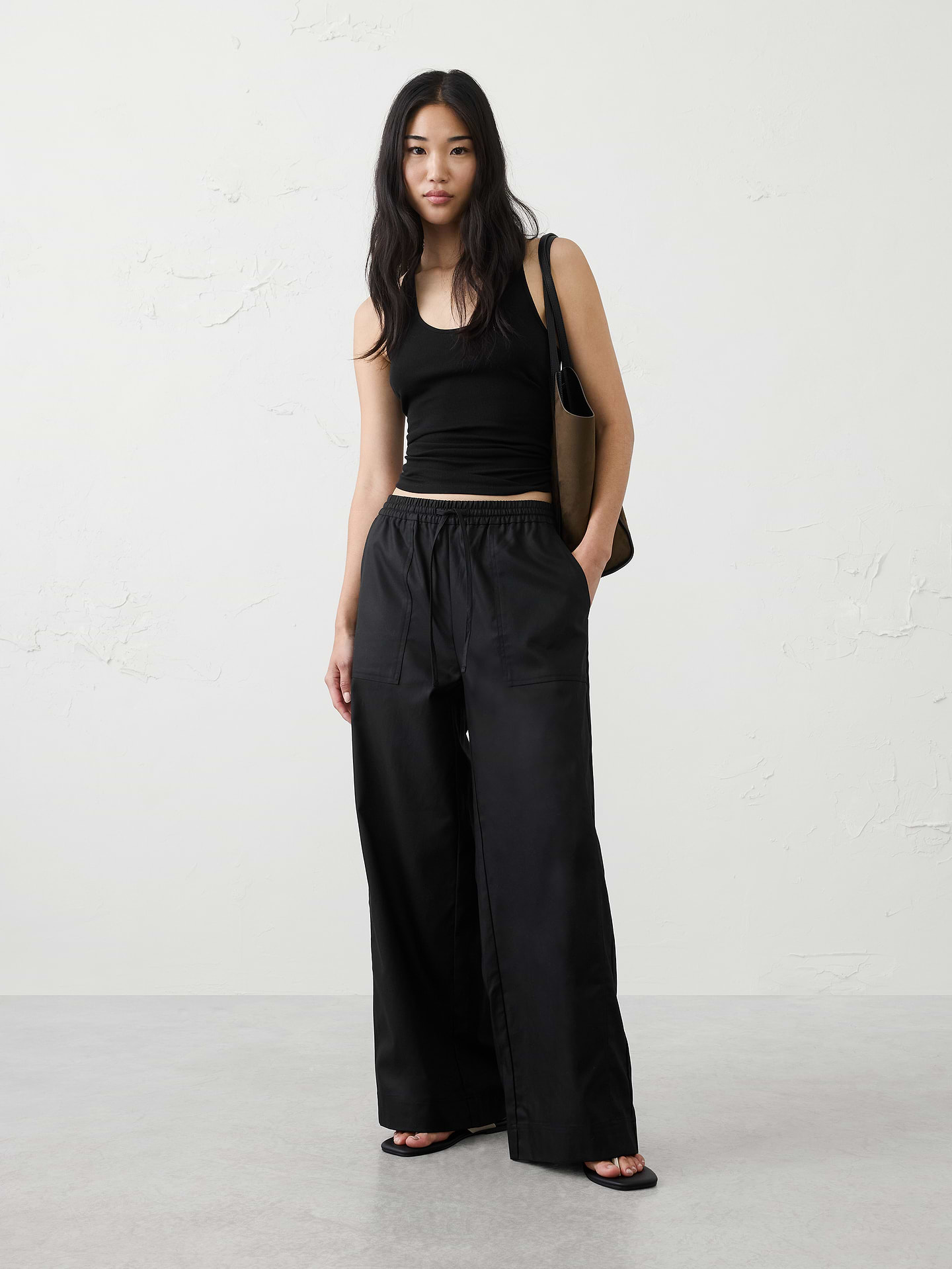 Image number 1 showing, Wide-Leg Mid-Rise Utility Painters Twill Pull-On Pant