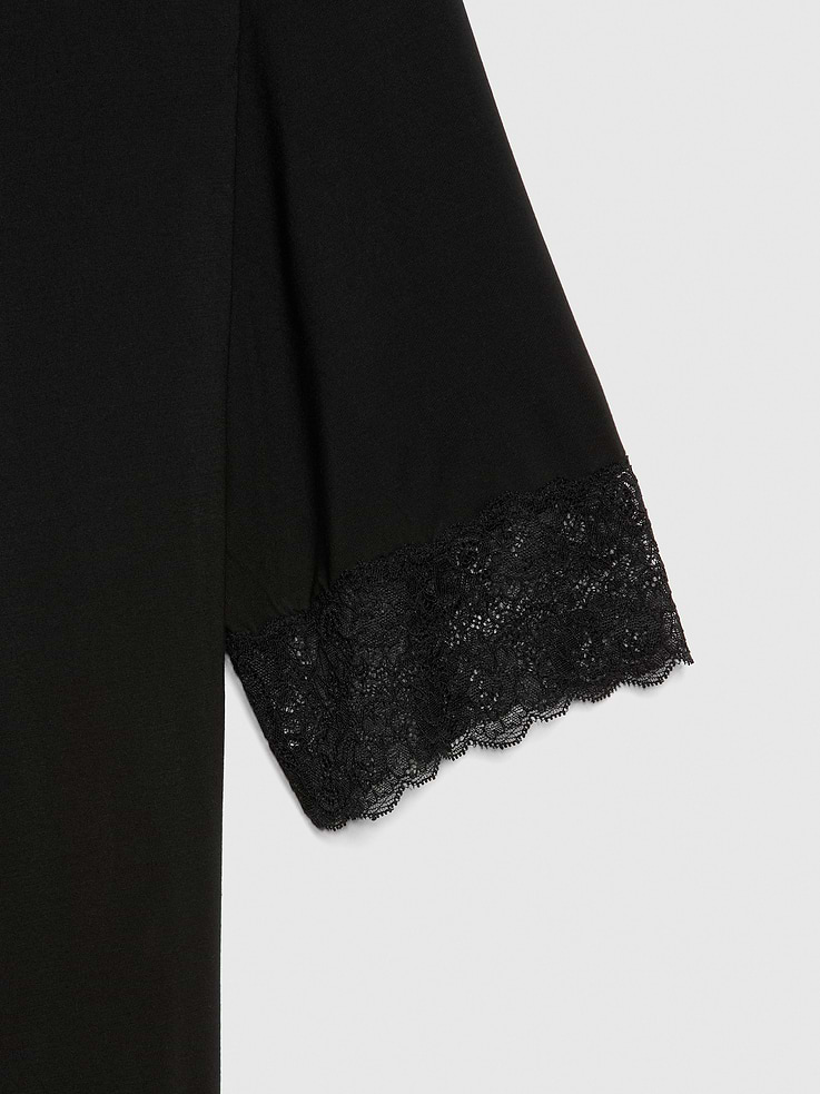 Image number 5 showing, Maternity Softest Modal Lace-Trim Robe