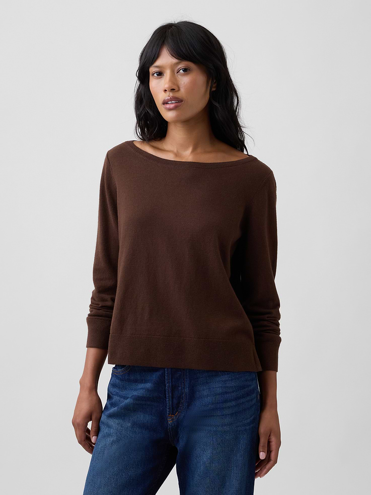 Image number 1 showing, Relaxed Jersey Boatneck Sweater
