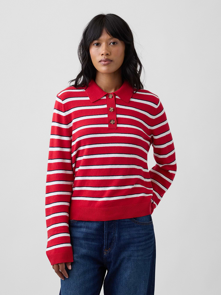 Image number 1 showing, CashSoft Relaxed Sweater Polo Shirt
