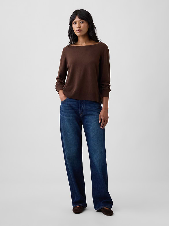 Relaxed Jersey Boatneck Sweater