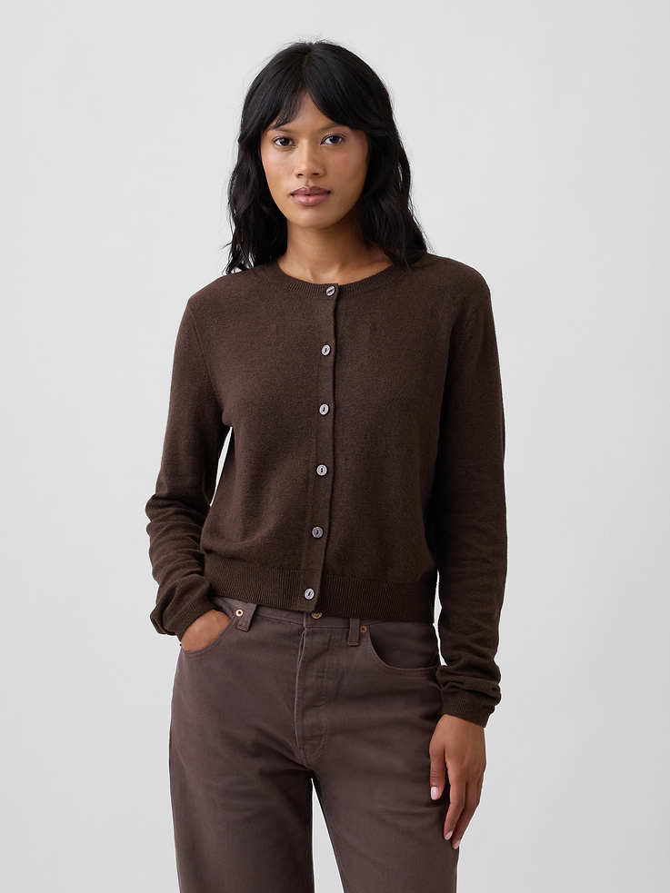 Image number 1 showing, CashSoft Cropped Crewneck Cardigan