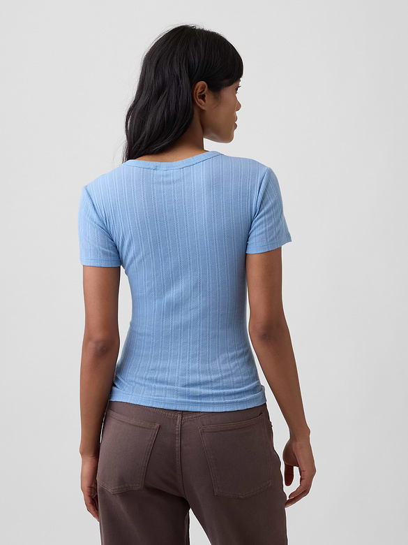 Essential Ribbed Pointelle Crewneck T-Shirt