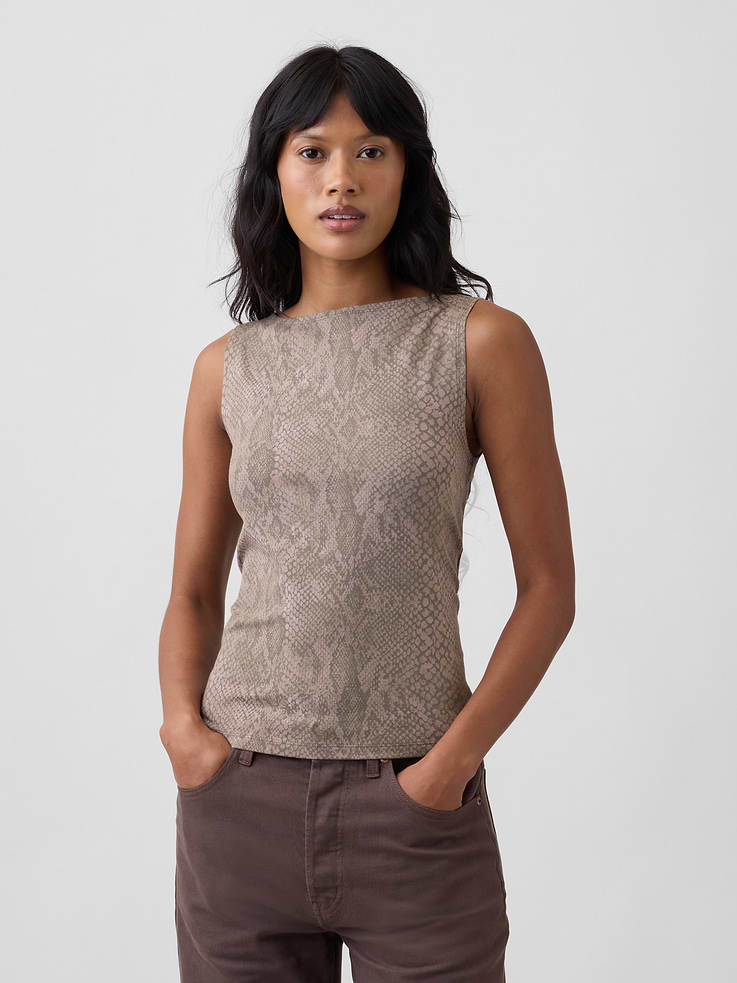 Image number 1 showing, Sleeveless Boatneck Tank Top