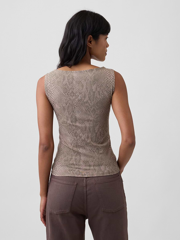Sleeveless Boatneck Tank Top