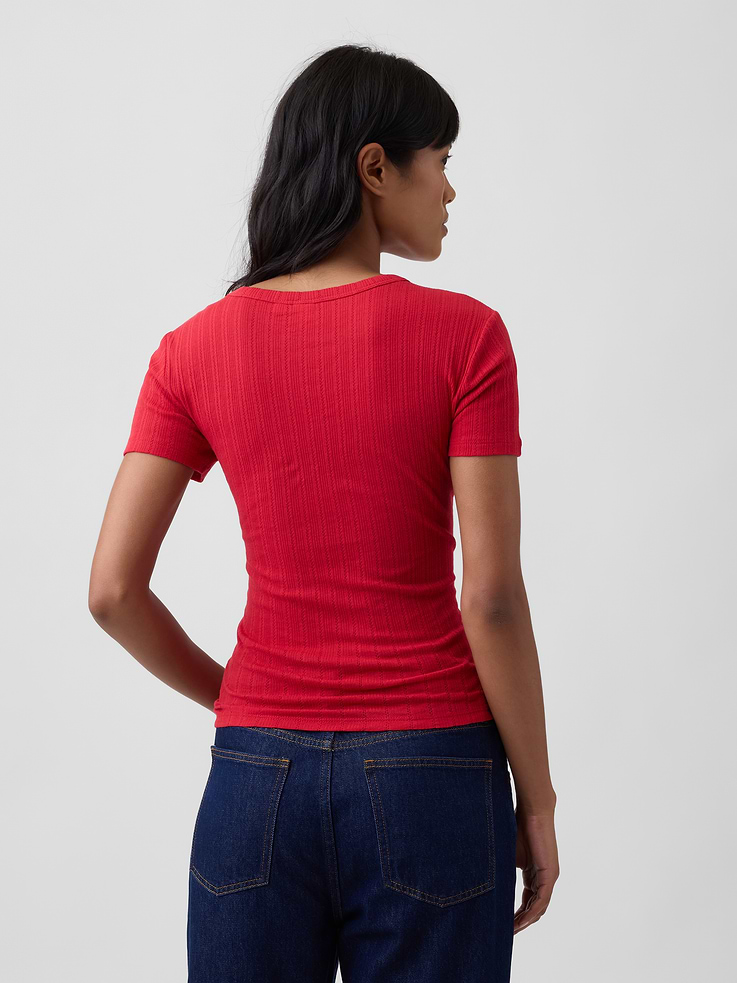 Image number 2 showing, Essential Ribbed Pointelle Crewneck T-Shirt
