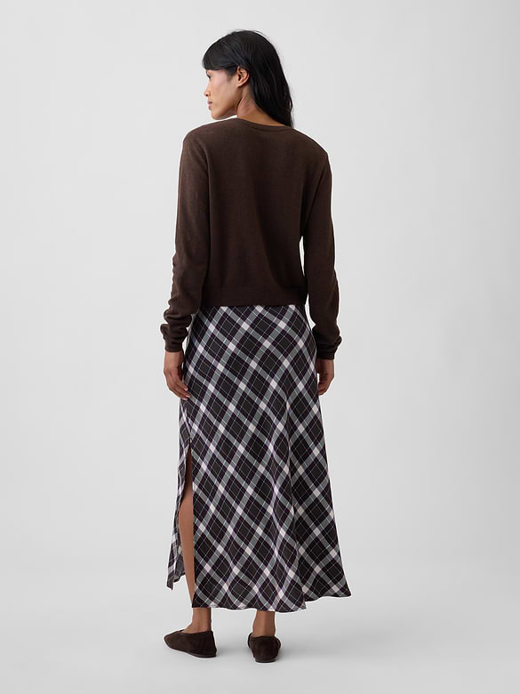 Satin Pull-On Maxi Skirt