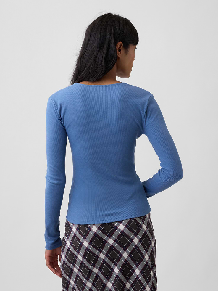 Image number 2 showing, Fitted Ribbed V-Neck Top
