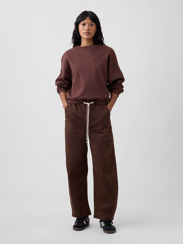 Image number 1 showing, Mid Rise Print Pull-On Barrel Jeans