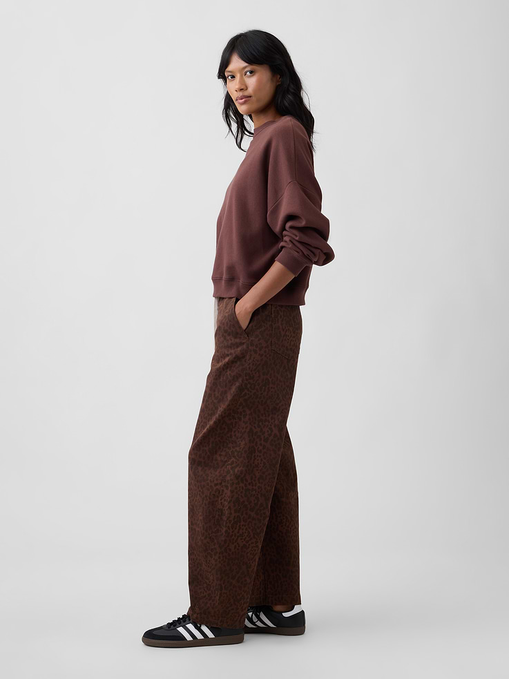 Image number 3 showing, Mid Rise Print Pull-On Barrel Jeans
