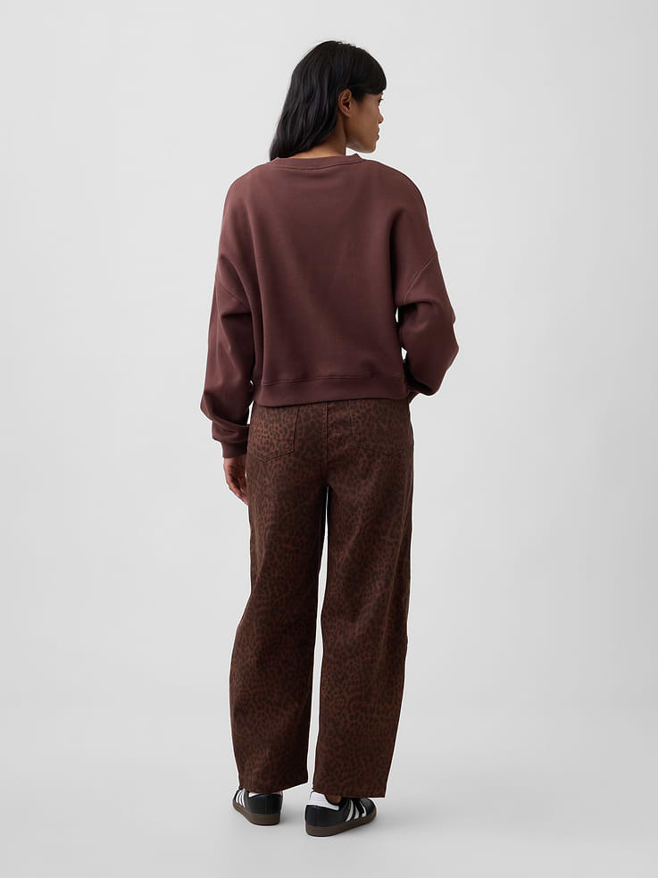 Image number 4 showing, Mid Rise Print Pull-On Barrel Jeans