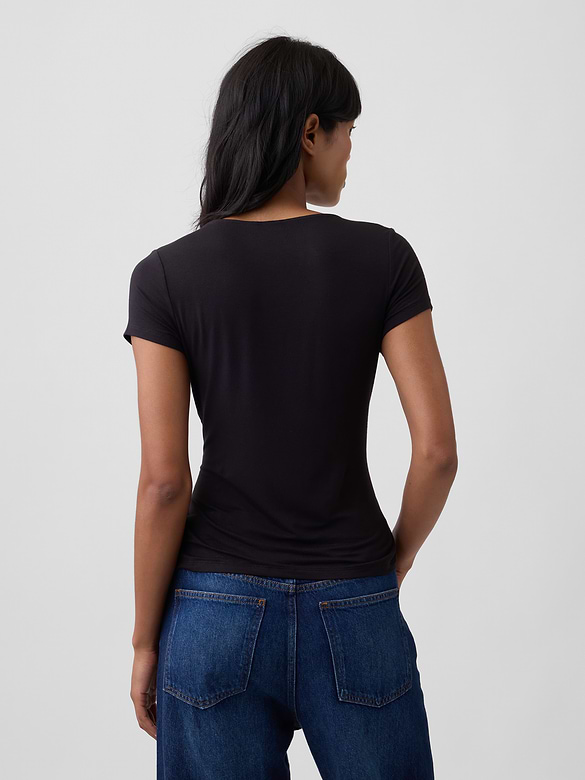 Stretch Jersey Cowl-Neck Top