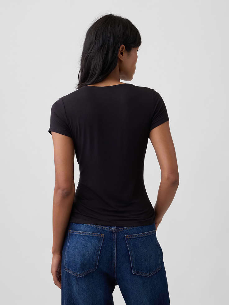 Image 2 of 5, Stretch Jersey Cowl-Neck Top